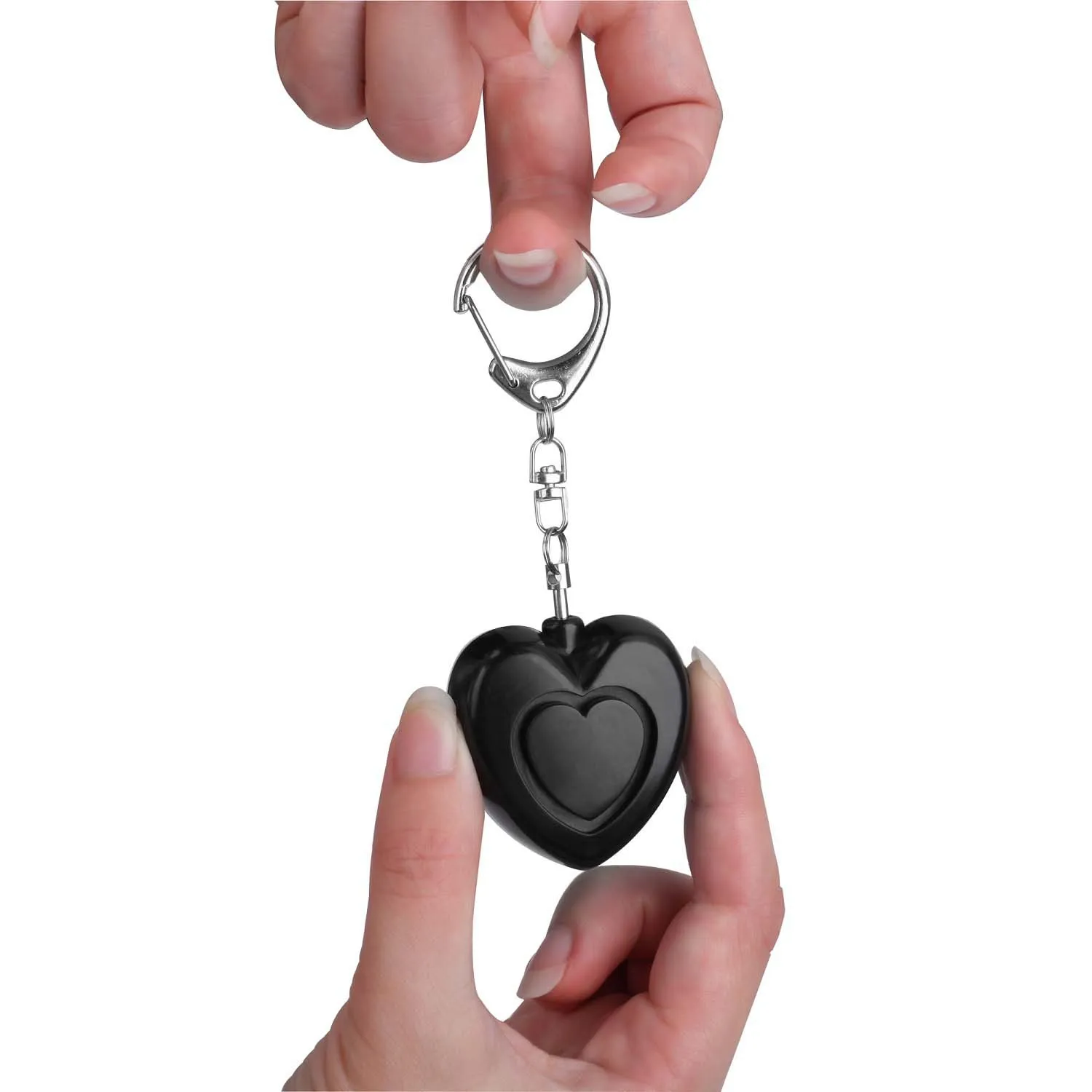 Portable Mini Heart-shaped Alarm Keychain Child and Elder SOS Tracker Self-Defense 130db LED Light Safety Key Chain