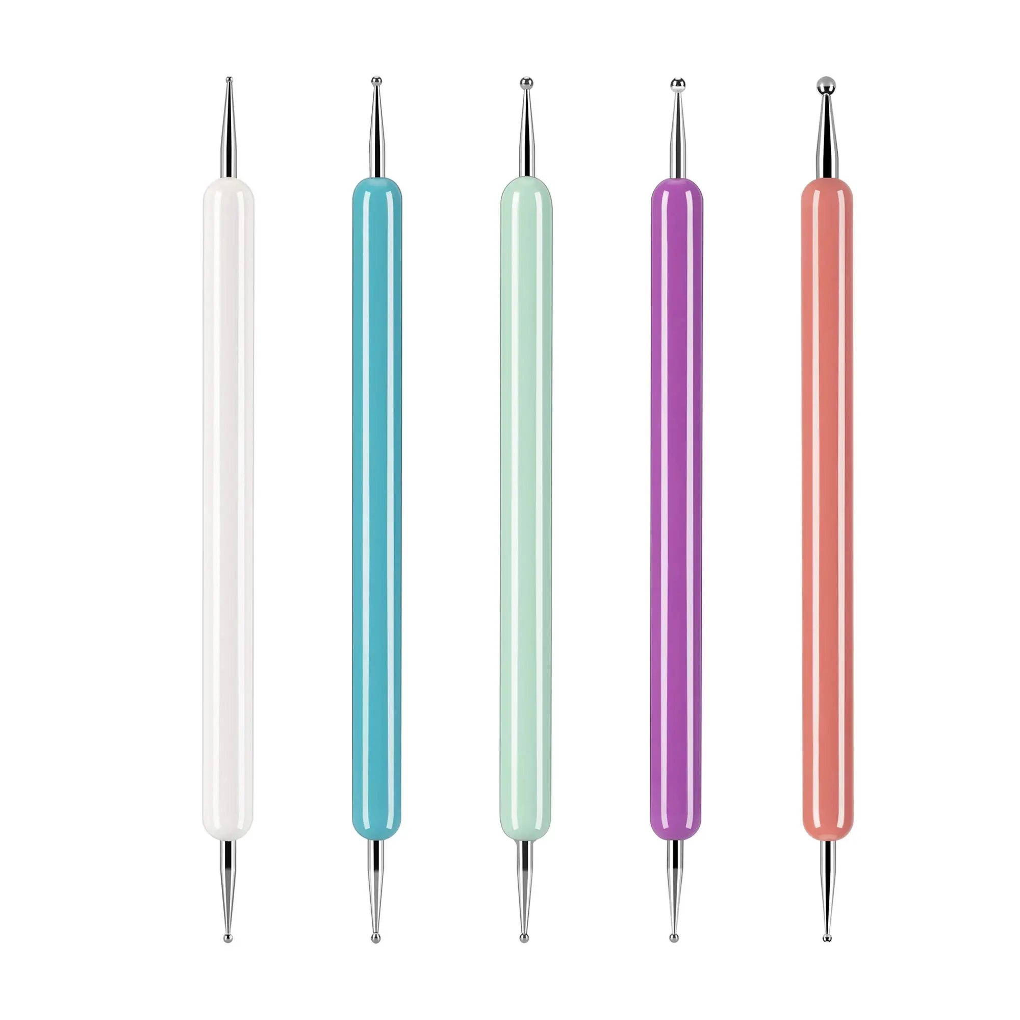 5 Pcs Nail Dotting Pen Tool Set Nail Polish Paint Manicure Dot Nail Art Tool Set Dual-Ended Nail Art Point Drill，Multi-Colored