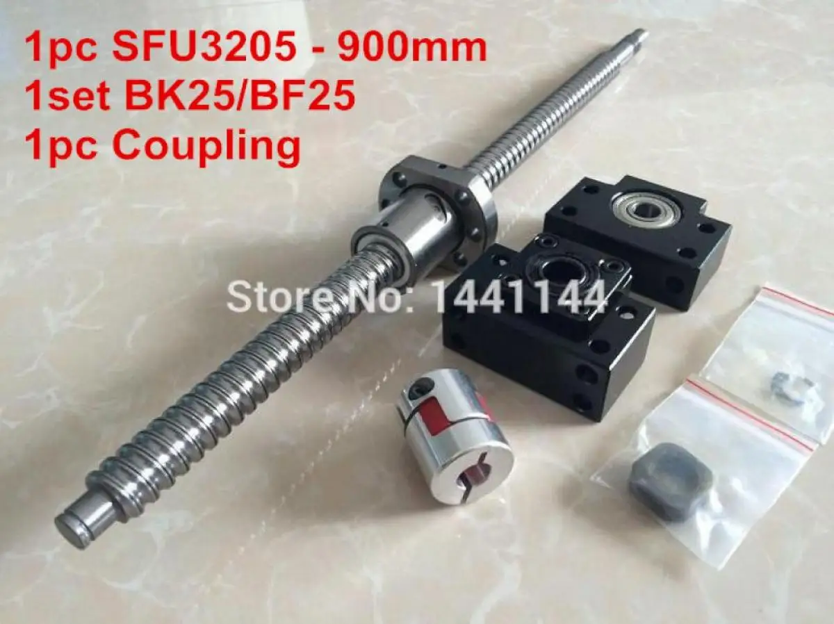 

SFU3205- 900mm ballscrew + ball nut with end machined + BK25/BF25 Support + 20*14mm Coupling CNC Parts