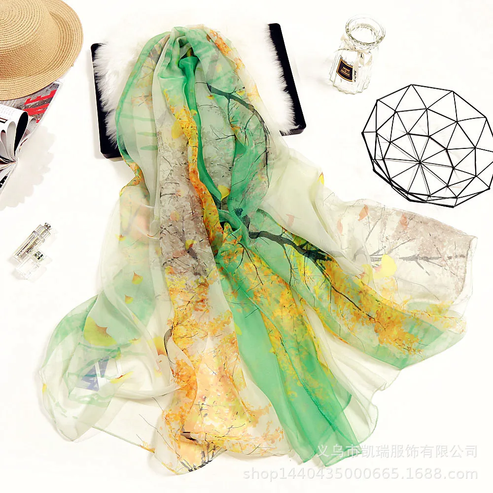 180*140cm Fashion Ice Silk Chiffon Scarves Silk Scarf Women Large Long Soft Sunscreen Scarf Scarves Wrap Beach Shawl