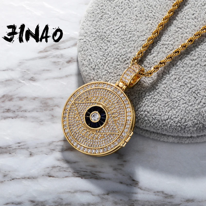 

JINAO custom photo round medallion pendant iced High Quality Personality Iced Out CZ pendant men hip hop fashion jewelry