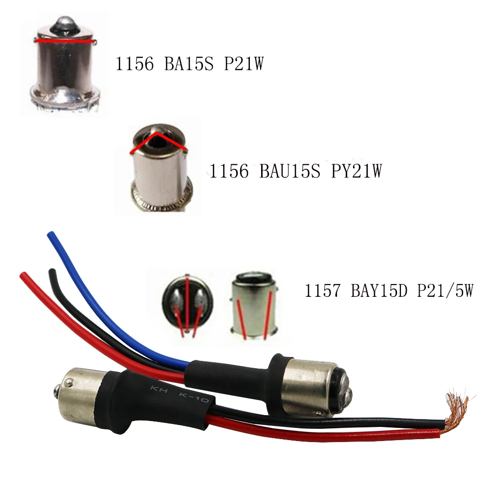 1pece 1156 1157 BAU15S 7440 7443 3156 3157 Socket Connector  Male Adapter For Car LED Light DIY Wiring Harness