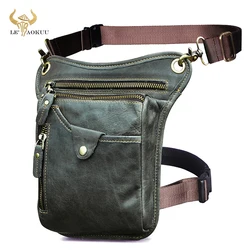 Soft Original Leather Men Design Small Messenger Crossbody Sling Bag Retro Fanny Waist Belt Pack Leg Drop Thigh Bag Pouch 211-5