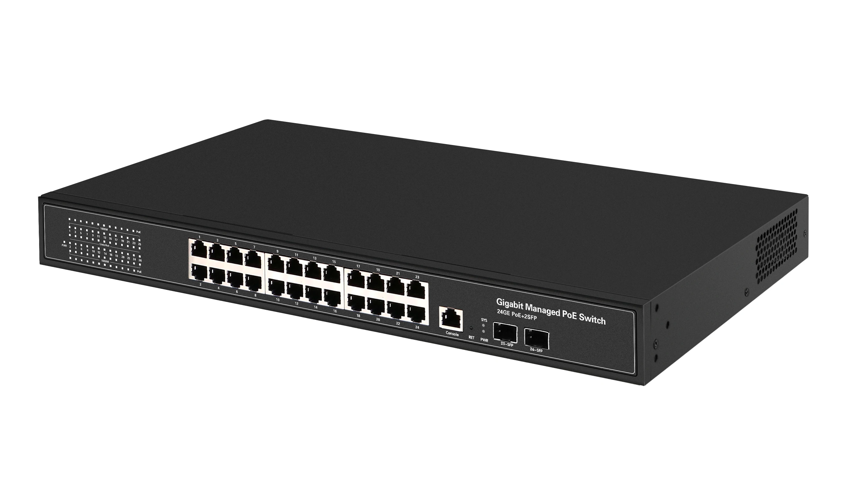 24 Port 10/100/1000Mbps Ports Managed POE Switch With 2 Gigabit SFP Slots 24 Gigabit switch