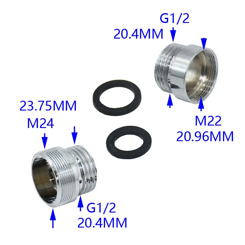 Srebrny 1/2 do M22 M24 złącze gwintowane kran mosiężny złącze do kran adapter montażu platerowane srebrem biały 1 sztuk