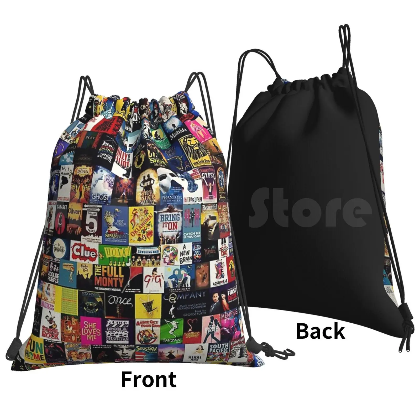 Musicals Broadway West End Backpack Drawstring Bag Riding Climbing Gym Bag Musicals Broadway West End Fashion New York Ny