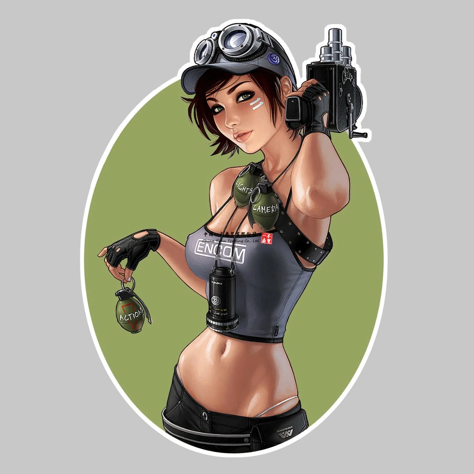 Sticker Pinup Pin Up For Autocollant Action Girl Sexy Ovale Fille Auto Moto