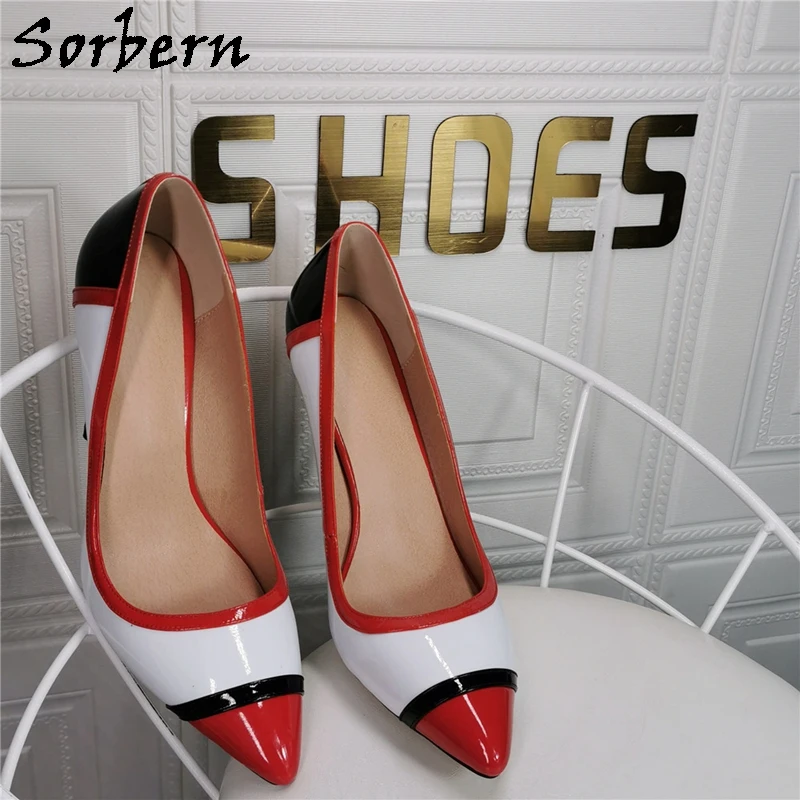 Sorbern Mix Color Women Pump Shoes Party Heel Stilettos Pointed Heels Slip On Evening Club Footwear Womens Shoes Size 11