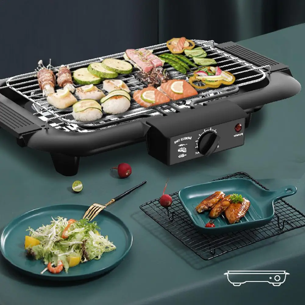 Electric BBQ Grill Household Grill Rack Portable Smokeless Barbecue Grill Pan Non-Stick Grilled Meat Pan Kitchen Gadgets