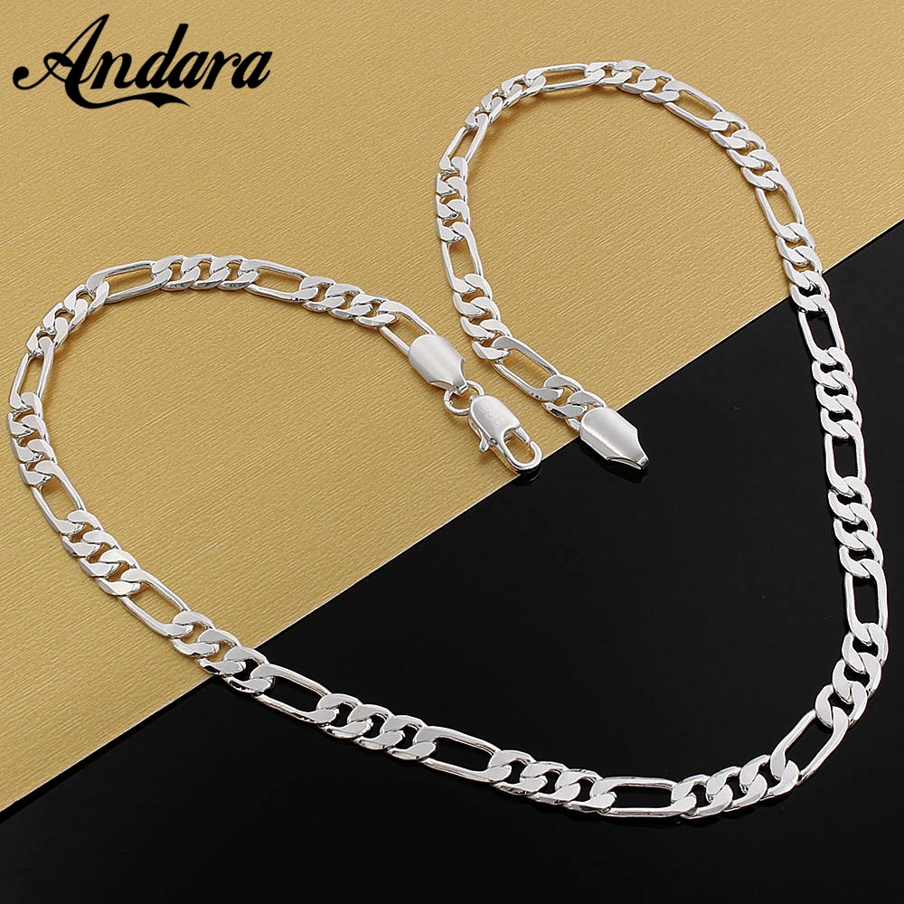 925 Sterling Silver Color Necklace Three Rooms One Ferrero Necklace Silver Chain Men&Women Silver Necklace Fashion Jewelry 4MM