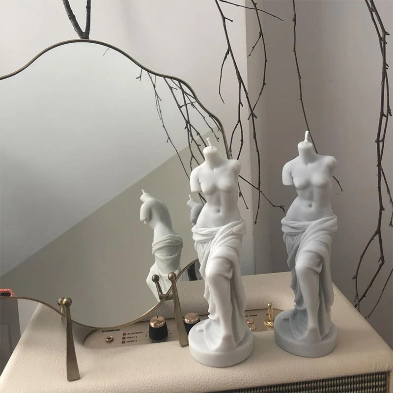 Molde de silicona de gran tamaño para velas con diseño de Venus sin cabeza, escultura de Apolo renacentista, molde de cera de lujo para decoración del hogar