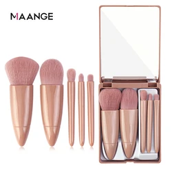 MAANGE 5PCS Brushes Set With Mirror Foundation Blusher Eye Shaow Makeup Brushes Basic Travial Brushes Kit Beauty Make Up Tools