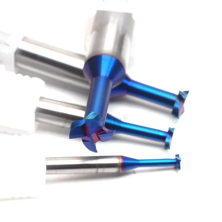 AZZKOR HRC70 Hartmetall-Fräser mit blauer Nano-Beschichtung, T-förmig, CNC-Bearbeitung, Spezialfräser für Rillen, Werkzeuge – Detail 3