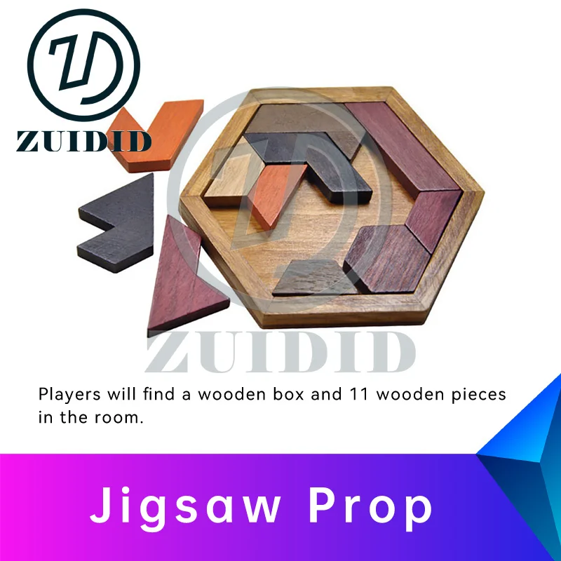 

ZUIDID escape room Jigsaw Prop put 11 wooden pieces into the box in right location to unlock escape game