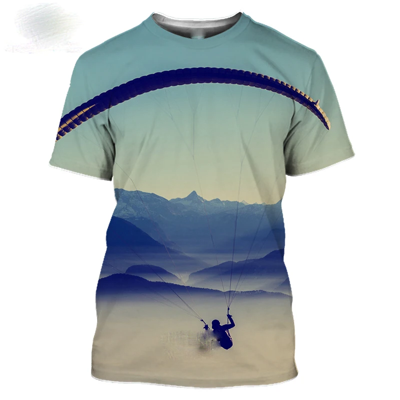 2021 parachute men's T-shirt 3D printing Retro Skydiving T-shirt Parachuting Skydive Tee Tops Paragliding Homme Shirt