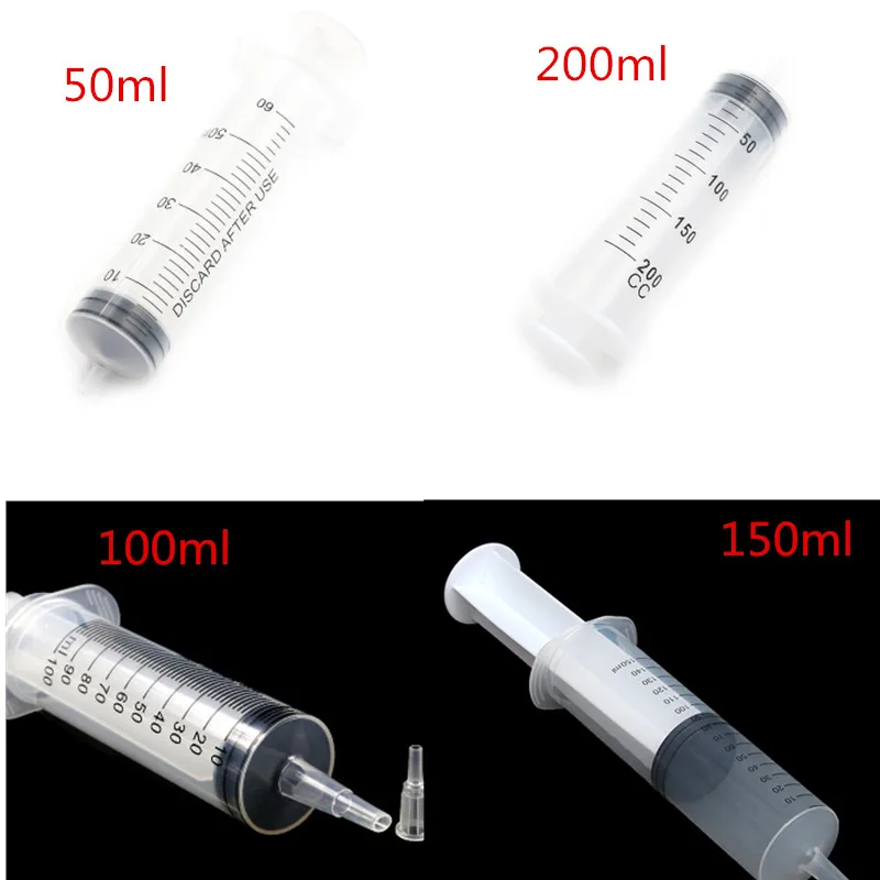 Cat Feeding 50/100/150/200ml Plastic Reusable Big Large Hydroponics Nutrient Sterile Health Measuring Syringe Tools 4Sizes