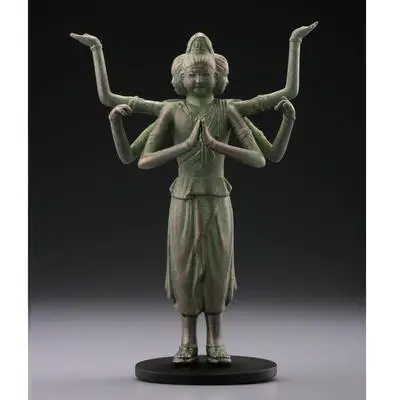 pvc figure model toy Asura toy doll model ornaments Buddhist Goddess of Mercy bronze  color