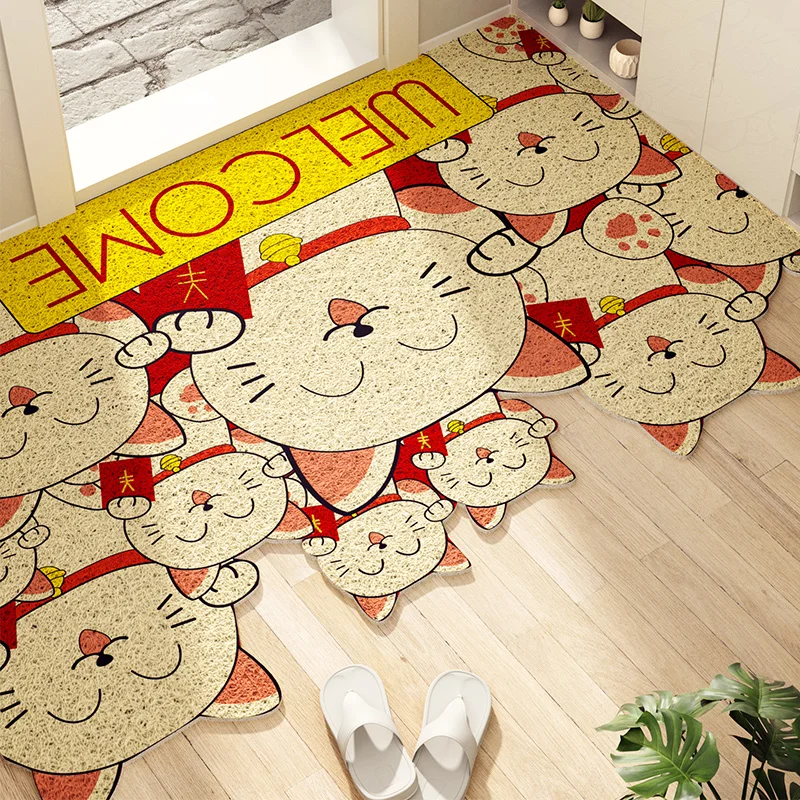 Nordic Cute Print Doormat Non-Slip Living Room Mat Bath Mat Kitchen Mat PVC Cuttable Custom Indoor Home Entrance Doormat Custom