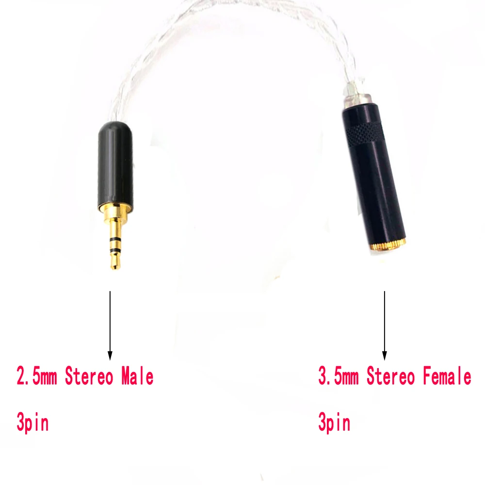 Hi-Fi 2,5 мм стерео 3pin папа до 3,5 мм стерео 3pin мама Hi-End аудио адаптер 8 ядер 7N OCC посеребренный кабель