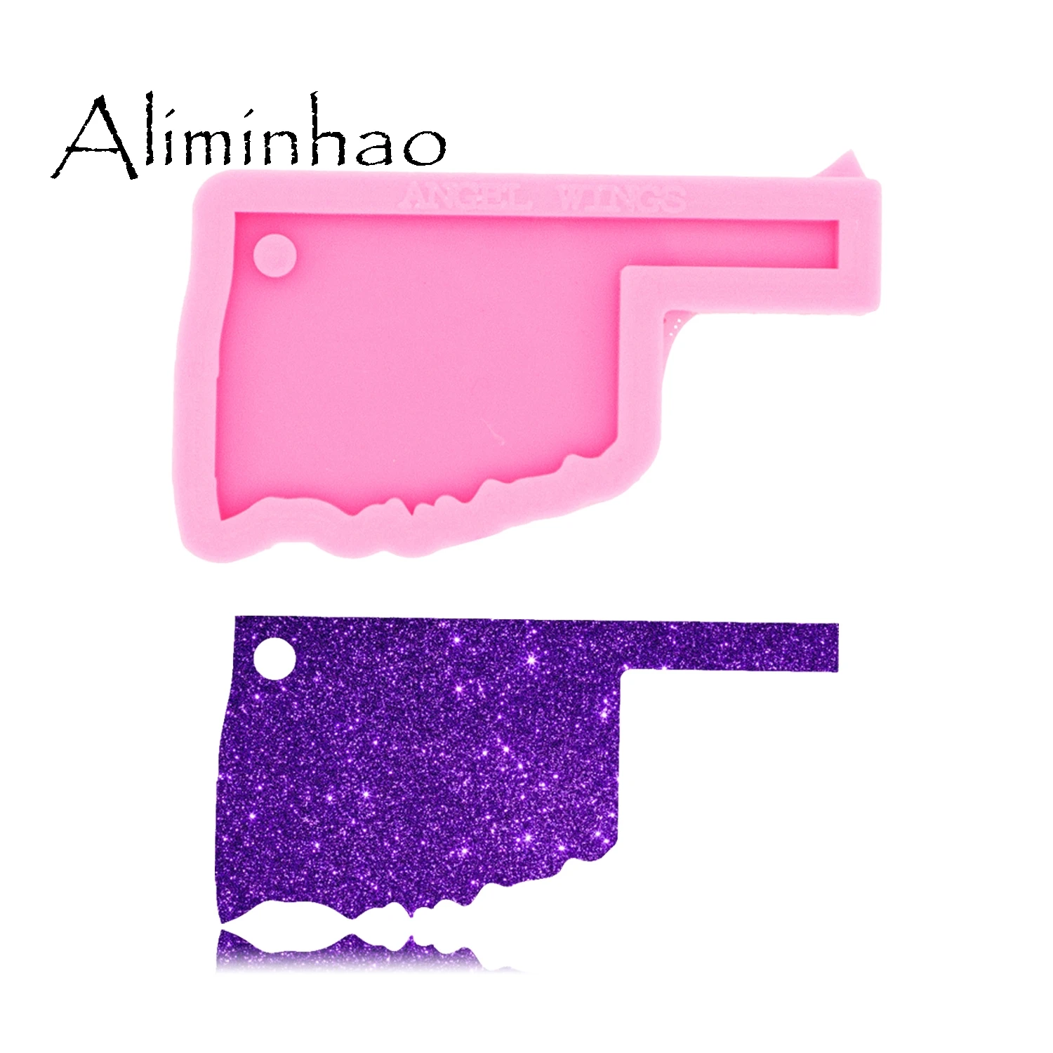 DY0229 Shiny Glossy USA State Map Oklahoma Shape Silicone Keychain Molds Epoxy and Resin Craft Mould