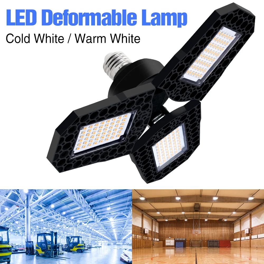 220V Led Workshop Light E27 Led UFO Deformable Garage Lamp 40W 60W 80W Super Brightness Led Bulb E26 Warehouse Basement Lighting