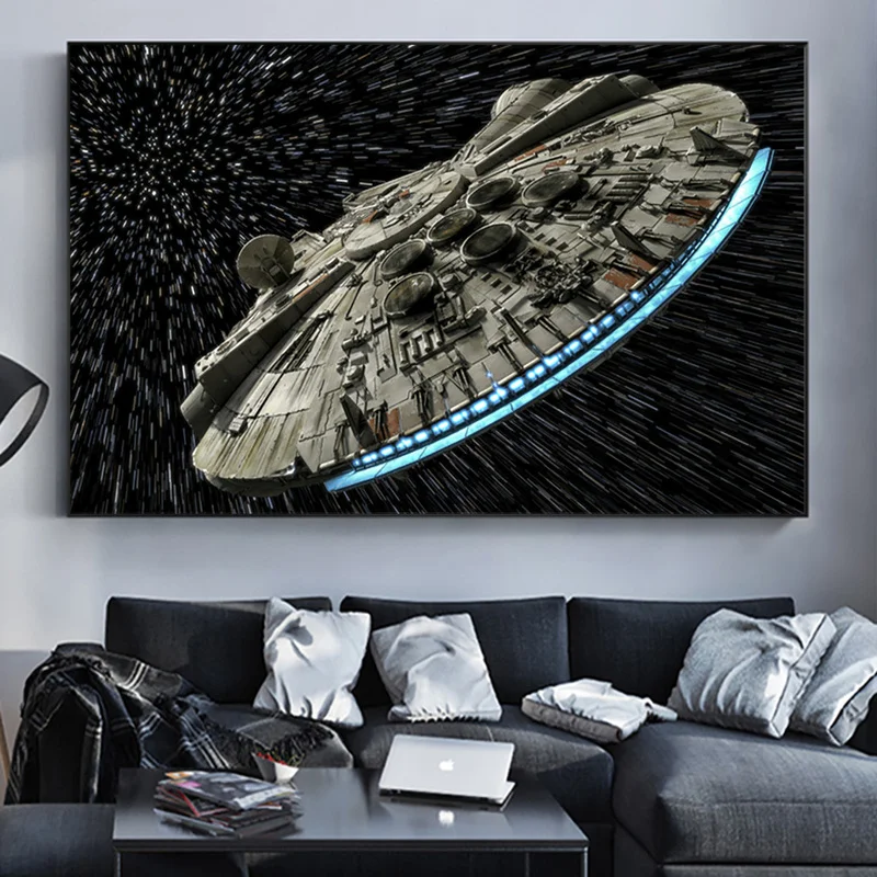 Toile de Film de Science-Fiction classique, affiches de vaisseau spatial de Falcon destructeur et images d'art murales imprimées pour décoration de maison