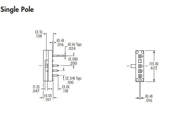 SS-14MDH2 Japanese side dial 3 gears 4 feet toggle switch side slide switch power supply horizontal