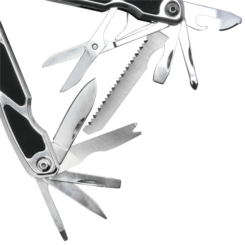 MS-526 12-in-1 stainless steel universal tool set pliers screwdriver scissors serrated knife LED light can opener
