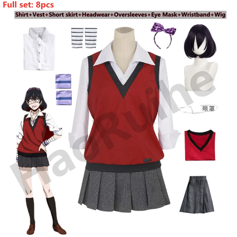 Cosplay Kostüm Jk-Uniform Midari Ikishima Cosplay Anime Midari Zwanghaften Gambler Perücken Kostenloser Zubehör Schule Mädchen Schule Anzug