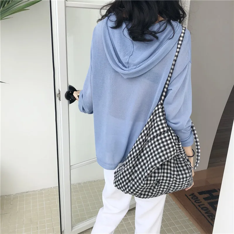 Fashion Women\'s Canvas Tote Shoulder Large Shopping Bag Plaid Eco Large Capacity Ladies Purse Pouch Girls Student Book Handbags