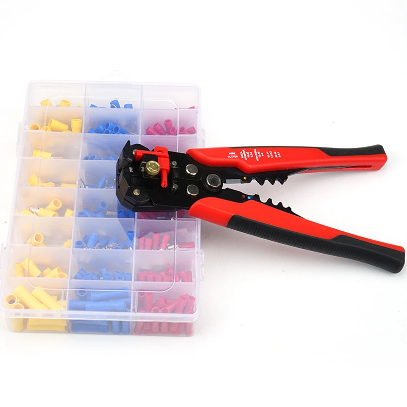 Multi-Functionele Automatische Wire Stripper Krimptang Cable Cutter Met 400 Pcs Geïsoleerde Terminals Tool Set