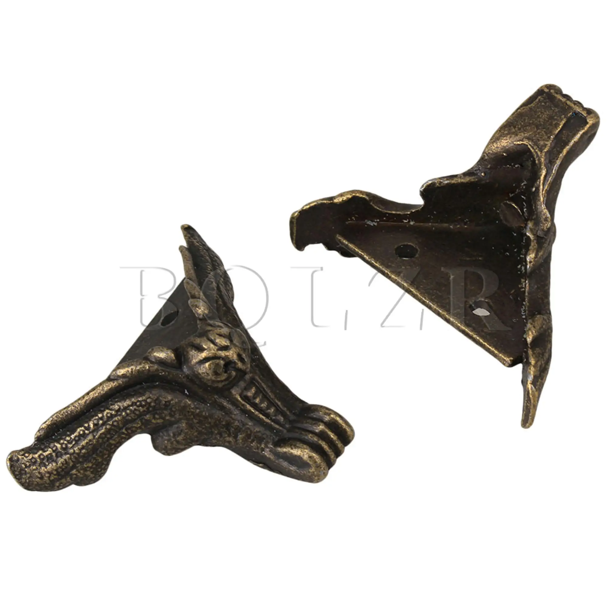 BQLZR 3x3x2.3cm Antique Bronze Decorative Owl Foot Type Corner for Jewelry Wooden Boxes Pack of 20