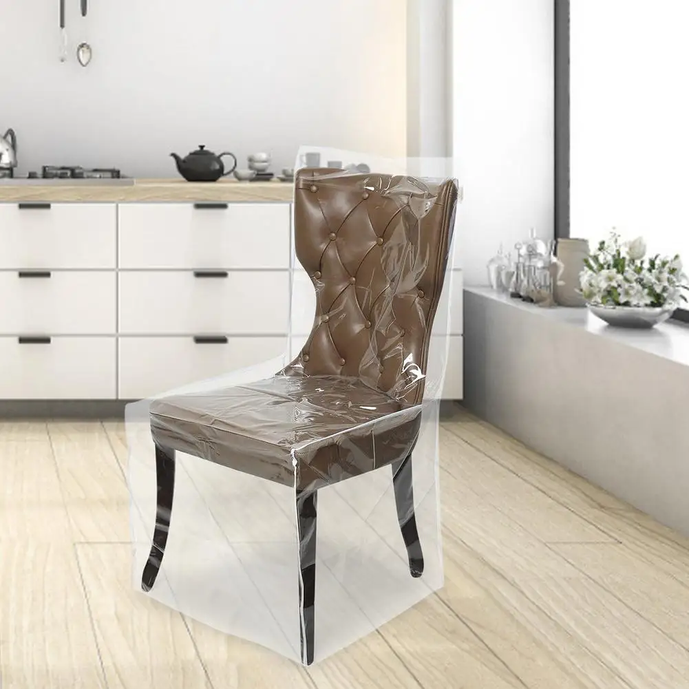 

Dining Chair Cover PVC Waterproof Seat With Backrests Plastic Clear Furniture Universal No Dust Protector For Hotel Accessories