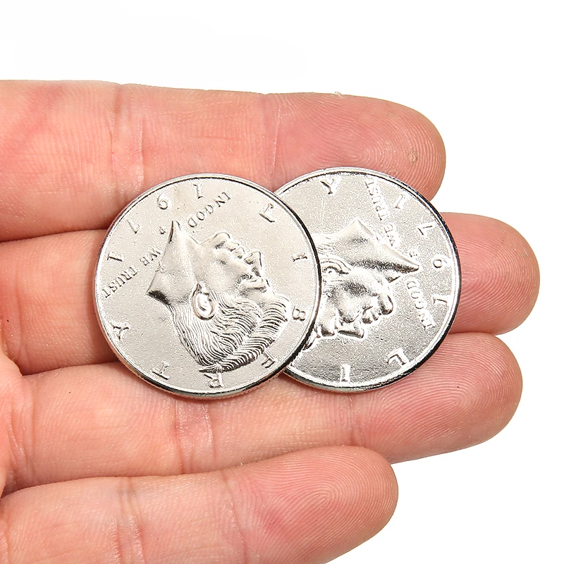 1Pcs Double Face Magic Coin Trick Half Dollar 2 Sides Head magician Prop Coin Magic Tricks Funny Magia Coin Toys