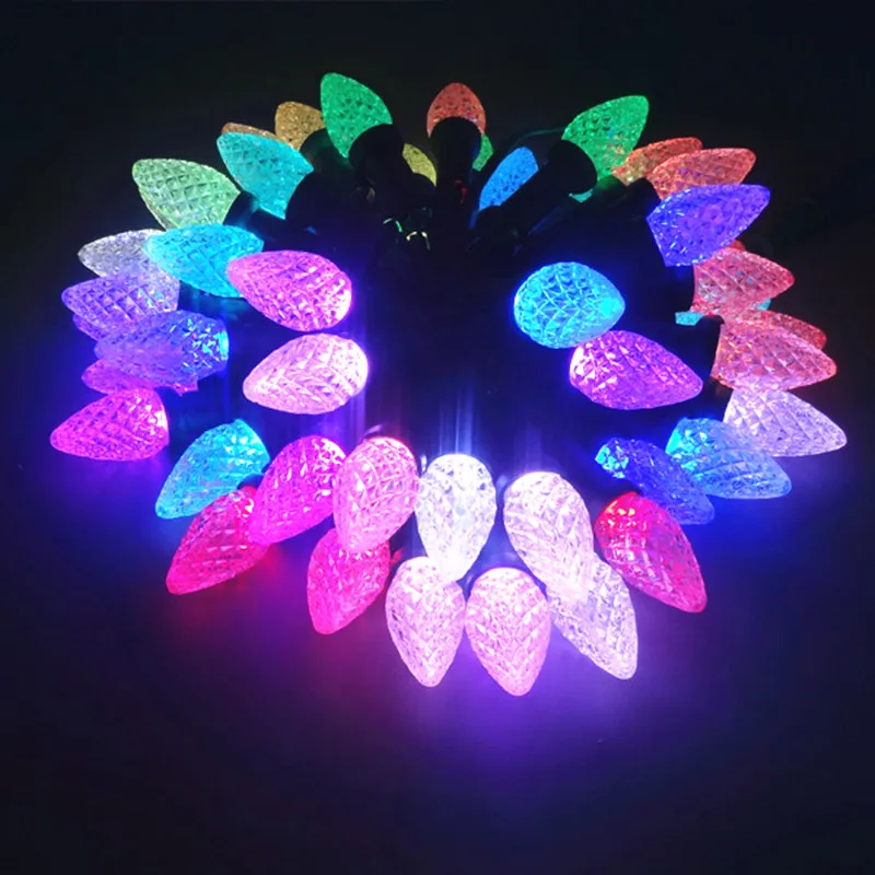 Guirlande lumineuse LED adressable à 50 nœuds, rvb C9, DC12V, WS2811, pixel de noël, 6 pouces (15cm) d'espacement des fils, tout noir, IP68