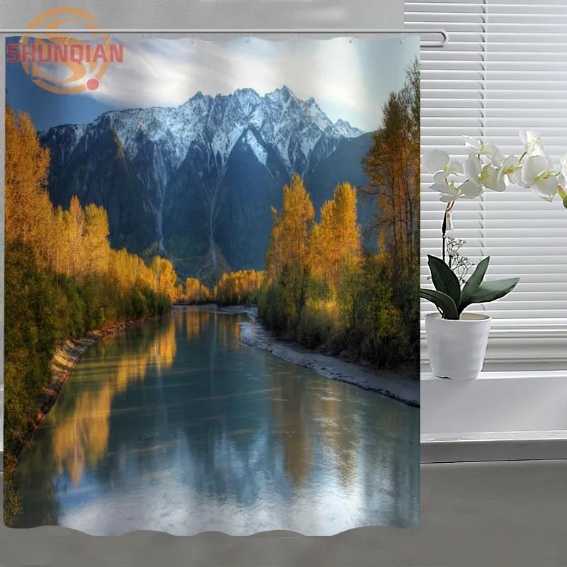 rivers landscape Custom Shower Curtain Fabric polyester Bath Curtain beautiful H03vs26-123