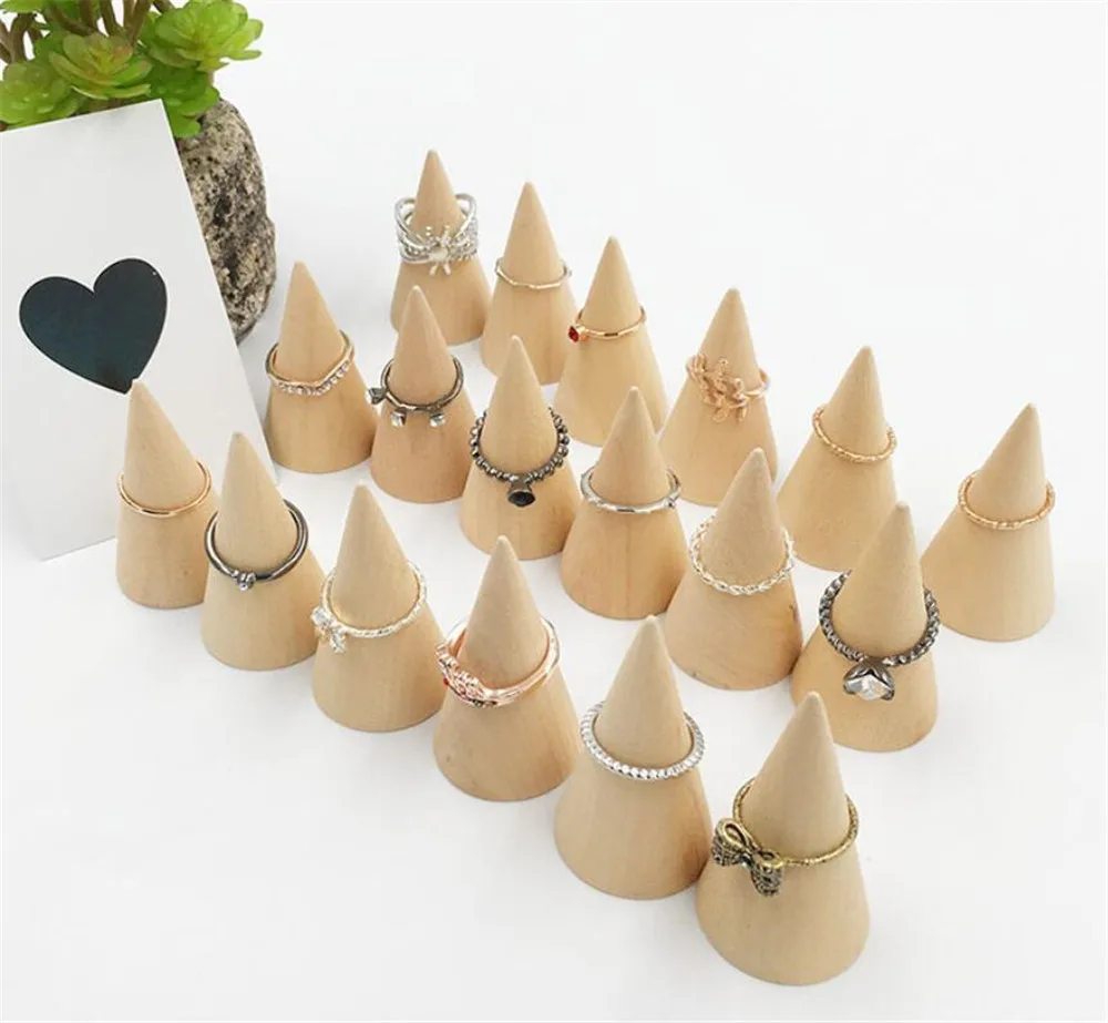 

50pcs/lot DIY Wood Cone Unpainted Wooden Cone Shape Ornamnet Craft Accessories Jewlery display stand organizer holder