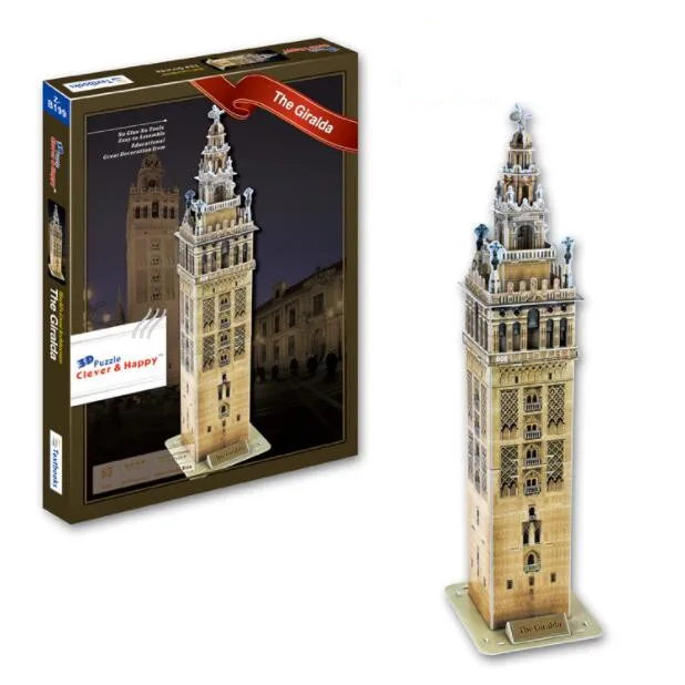 สเปน The Giralda Seville Bell Tower การศึกษา3D กระดาษ DIY จิ๊กซอว์ปริศนาการศึกษาชุดของเล่นเด็กเด็กของขวัญของเล่น