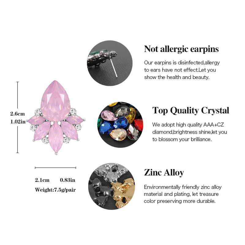 Veyofun Classic Cute Girl Crystal Party Stud Earrings for Women Fashion Jewelry Gift New Wholesale