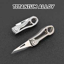 Mini Titanium Alloy Folding Knife Portable Small Blade EDC Keychain Pendant Express Unpacking Pocket Knife Gift EDC Tool