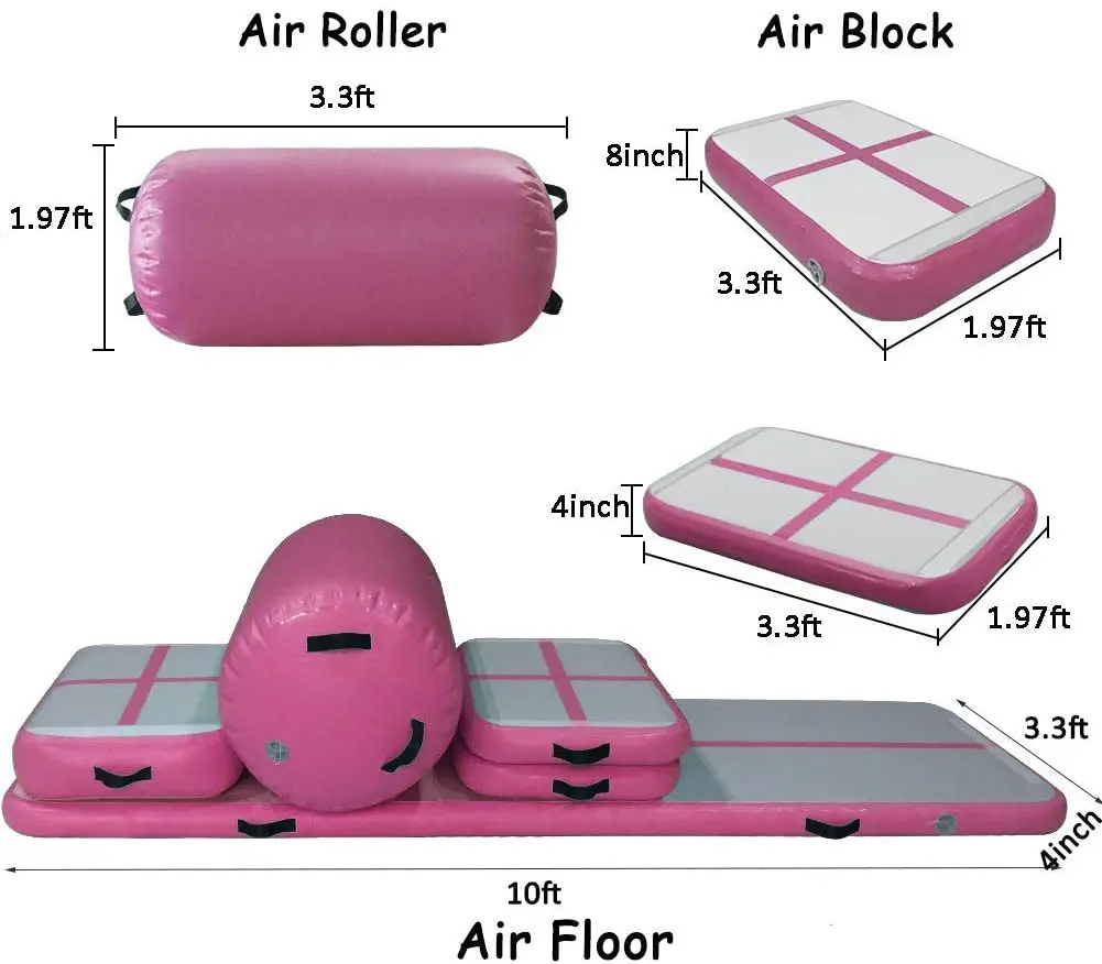 HIBADOU A Set (6 pieces) Air Mat Tumble Track Gymnastics Inflatable Tumbling Mat Air Track With Electric Air Pump for Home