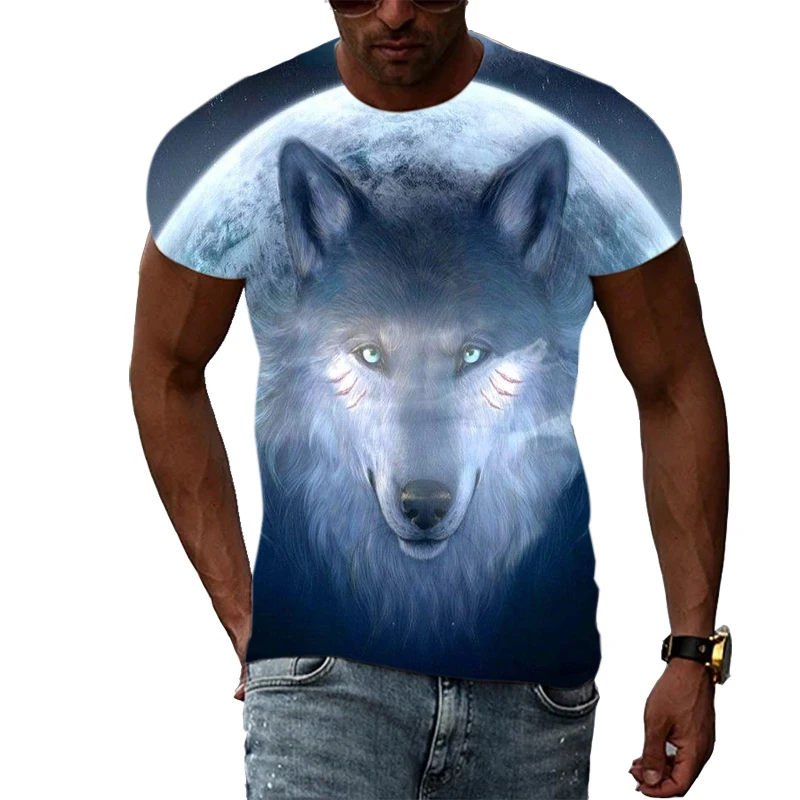 New 3D Cool Style Animal Wolf Men t-shirt Summer Fashion Casual Print short sleeve t-shirts Interesting Hip Hop graphic t shirts