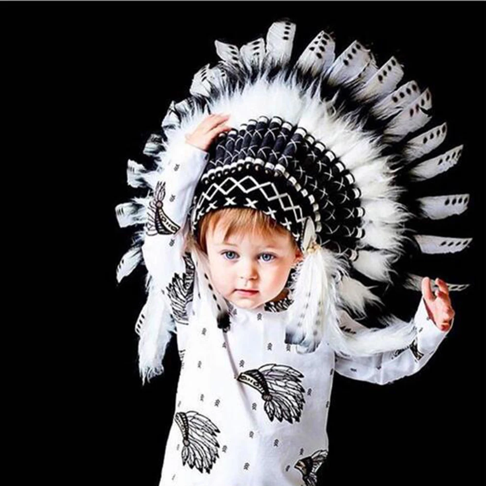 2020 Europe Fashion Indian Feather headdress Handmade feather headpiece headdress halloween Natural adjust feather hat costumes