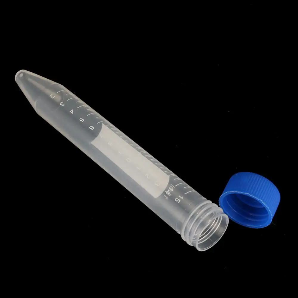 5Pcs 15ml Transparent Centrifuge Tube with Scale Screw Cap Cone Bottom Centrifugal Tube Free-standing Laboratory Vial Container