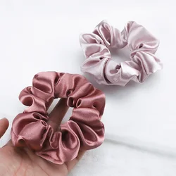 Satin Silk Scrunchies Rubber Elastic Hair Bands Women Girls Cute Solid Ponytail Holder Hair Tie Simple Headband Hair Accessories