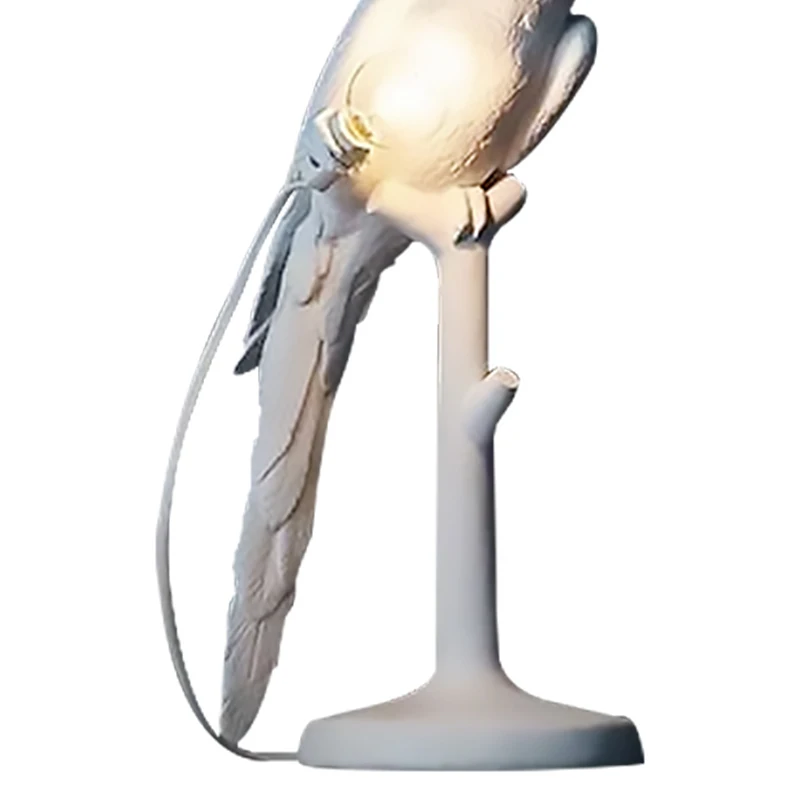 Nordic animal parrot table lamp living room bedroom study children's room bedside creative resin energy-saving white decorative