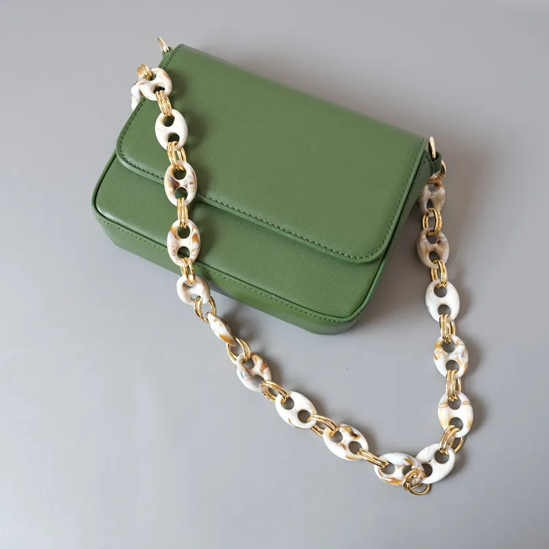 New Fashion Woman Bag Accessory Parts Leopard Candy Beige Blue Acrylic Resin Metal Chain Strap Women Shoulder Cute Clutch Chain