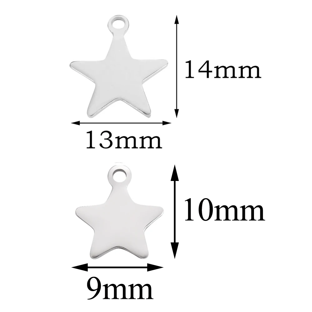 50 Teile/los Edelstahl Blank Tags Tiny Star Charms Anhänger DIY Für Halskette Armband Schmuck Machen Zubehör – Detail 1