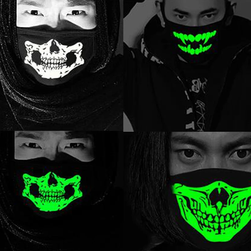 Woman Men Glow In Dark Skull Scary Masks Mouth Half Face Halloween Party Costume Mask Halloween Party Gifts for Guests