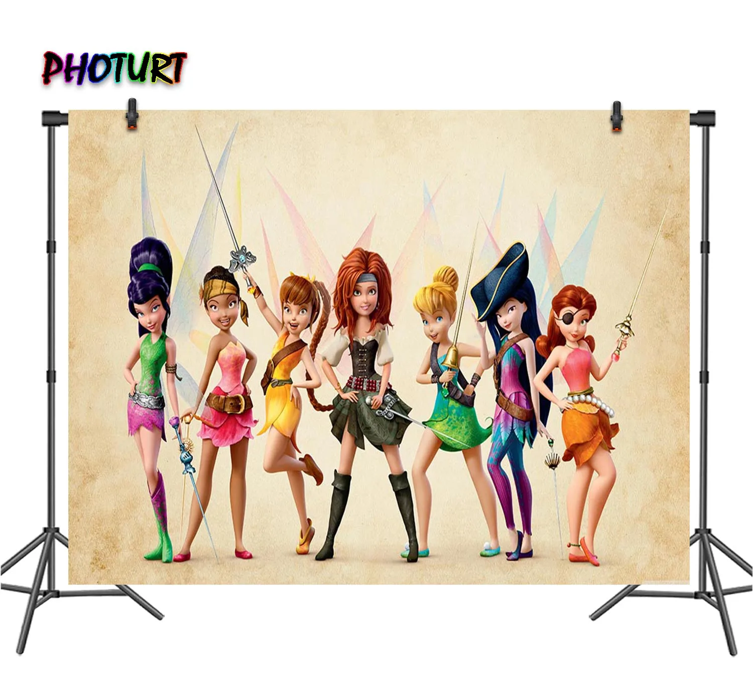 PHOTURT Tinker Bell Backdrop Kids Birthday Party Background Grey Bedroom Decoration Vinyl Photography Studios Props